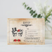 Bindende Rozen RSVP Skull Cards (Staand voorkant)