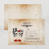 Bindende Rozen RSVP Skull Cards (Voorkant / Achterkant)