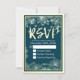 Bindende RSVP Antwoord Blue Gold Flowers String Li