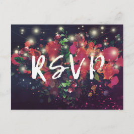 Bindende RSVP Antwoord Floral String Light Gold Sc Uitnodiging Briefkaart