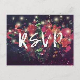 Bindende RSVP Antwoord Floral String Light Gold Sc Uitnodiging Briefkaart
