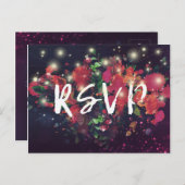 Bindende RSVP Antwoord Floral String Light Gold Sc Uitnodiging Briefkaart (Voorkant / Achterkant)