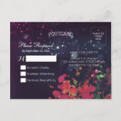 Bindende RSVP Antwoord Floral String Light Gold Sc Uitnodiging Briefkaart (Achterkant)
