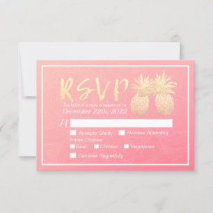 Bindende RSVP Antwoord Goud anananas Pinkroze