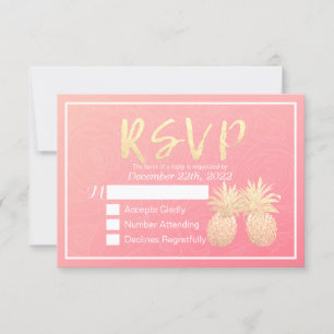 Bindende RSVP Antwoord Goud anananas Pinkroze