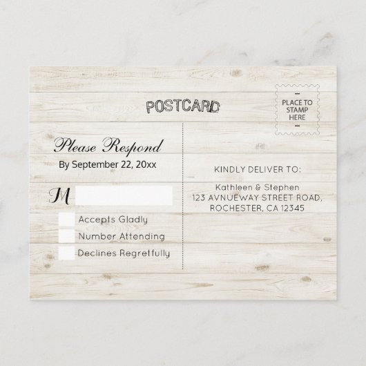 Bindende RSVP Antwoord Waterverf Bloemen Rustisch Uitnodiging Briefkaart (Achterkant)