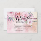 Bindende RSVP Antwoord Waterverf Boho Floral Feath (Voorkant)
