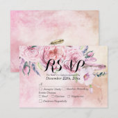 Bindende RSVP Antwoord Waterverf Boho Floral Feath (Voorkant / Achterkant)
