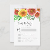 Bindende RSVP Blush Pink Floral Elegant Waterverf Kaart (Voorkant)