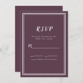 Bindende RSVP-chassis Paarse Simple Chic Minimalis (Voorkant / Achterkant)