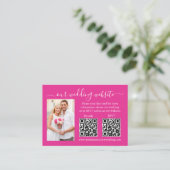 Bindende RSVP - Details Foto 2 QR Hot Pink Informatiekaartje (Staand voorkant)