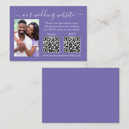 Bindende RSVP - Details Foto 2 QR Periwinkle Informatiekaartje (Voorkant / Achterkant)