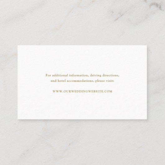 Bindende RSVP Gold Script Online Reply Insert Plaatskaartje (Achterkant)