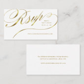 Bindende RSVP Gold Script Online Reply Insert Plaatskaartje (Voorkant / Achterkant)