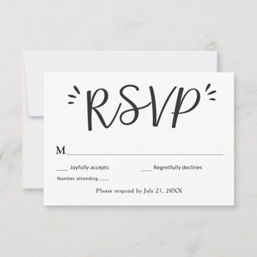 Bindende RSVP-kaart Kaart (Voorkant)
