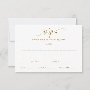 Bindende RSVP-kaart Modern Fun Gold Calligraphy RSVP Kaartje