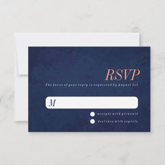 Bindende RSVP-kaart, Navy Blue Texture RSVP Kaartje (Voorkant)