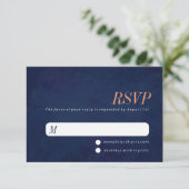 Bindende RSVP-kaart, Navy Blue Texture RSVP Kaartje (Staand voorkant)