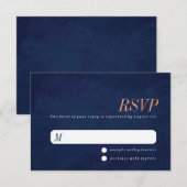 Bindende RSVP-kaart, Navy Blue Texture RSVP Kaartje (Voorkant / Achterkant)