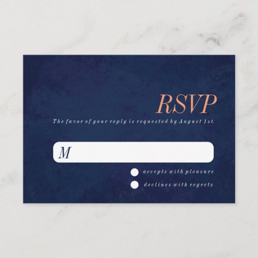 Bindende RSVP-kaart, Navy Blue Texture RSVP Kaartje (Voorkant)