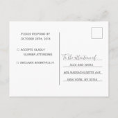 Bindende Rsvp-kaart White Silver Grey Marble Scrip Uitnodiging Briefkaart (Achterkant)