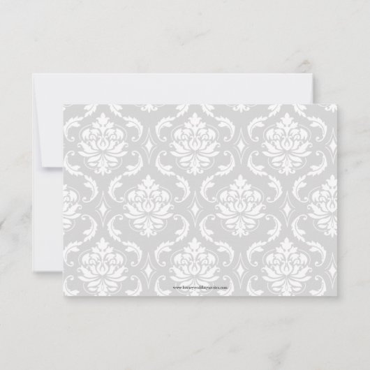 Bindende RSVP-kaarten Zwarte Damask Monogram RSVP Kaartje (Achterkant)