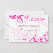 Bindende RSVP Magenta Classic Scroll Fleurish Kaart (Voorkant)