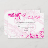 Bindende RSVP Magenta Classic Scroll Fleurish Kaart (Voorkant / Achterkant)