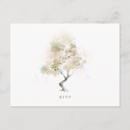 Bindende RSVP - Minimale moderne groene Waterverf Uitnodiging Briefkaart (Voorkant)