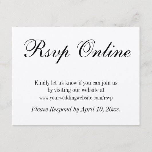 Bindende RSVP Online Eenvoudig elegant Kraft Paper Informatiekaartje (Voorkant)