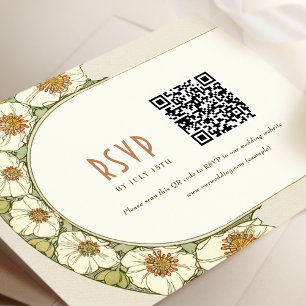 Bindende RSVP QR Code  Art Nouveau Mucha Kaart