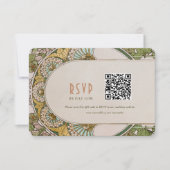 Bindende RSVP QR Code Art Nouveau Mucha Kaart (Voorkant)