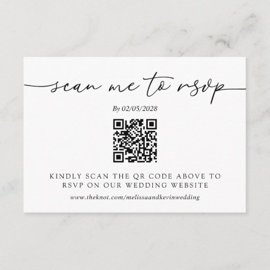 Bindende RSVP QR Code Response Kaart (Voorkant)