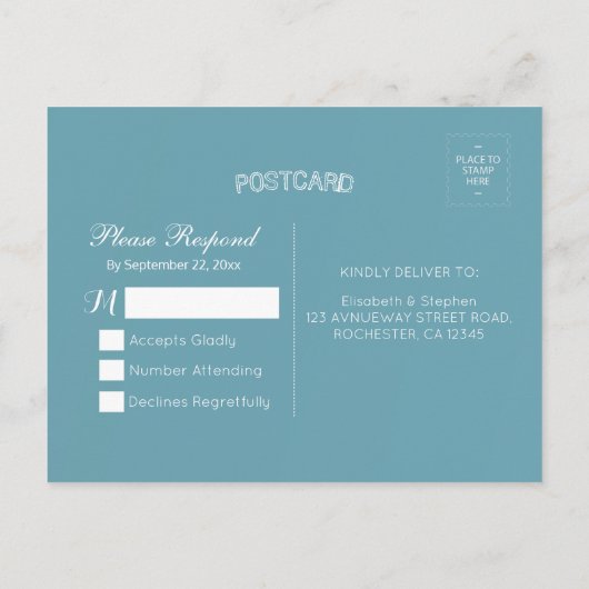 Bindende RSVP-reactie Zonnebloemen en tekenvellen Uitnodiging Briefkaart (Achterkant)