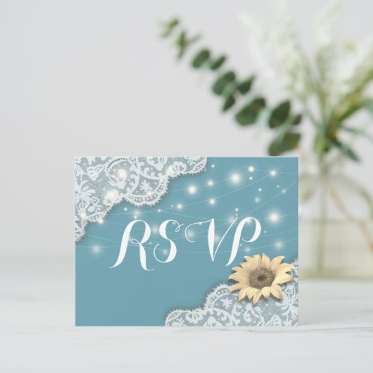 Bindende RSVP-reactie Zonnebloemen en tekenvellen Uitnodiging Briefkaart (Staand voorkant)