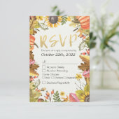 Bindende RSVP Reply Autumn Maple Herfst Leaf Pumpk Kaartje (Staand voorkant)