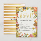 Bindende RSVP Reply Autumn Maple Herfst Leaf Pumpk Kaartje (Voorkant / Achterkant)