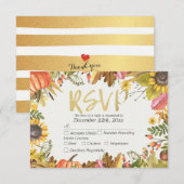 Bindende RSVP Reply Autumn Maple Herfst Leaf Pumpk Kaartje (Voorkant / Achterkant)