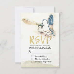 Bindende RSVP Reply Dragonfly Mating Love Heart Kaartje