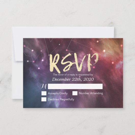 Bindende RSVP Reply Galaxy Nebula Constellations (Voorkant)