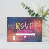 Bindende RSVP Reply Galaxy Nebula Constellations Kaartje (Staand voorkant)