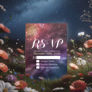 Bindende RSVP Reply Galaxy Nebula Constellations Kaartje