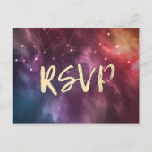Bindende RSVP Reply Galaxy Nebula Constellations Uitnodiging Briefkaart (Voorkant)