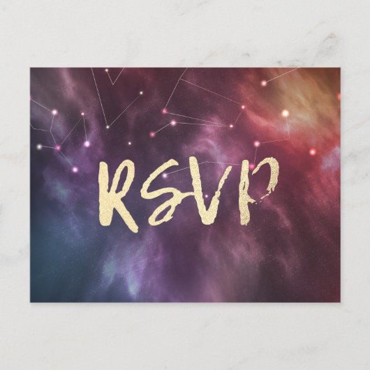 Bindende RSVP Reply Galaxy Nebula Constellations Uitnodiging Briefkaart (Voorkant)