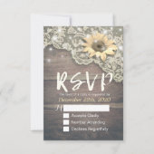 Bindende RSVP Reply Lace Sunflower Barn Wood Licht (Voorkant)