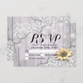 Bindende RSVP Reply Lace Sunflower Barn Wood Licht (Voorkant / Achterkant)