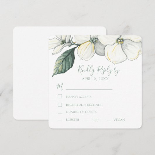 Bindende RSVP Waterverf Dogwood Blooms (Voorkant / Achterkant)