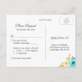Bindende RSVP - Waterverf marineblauw goud Uitnodiging Briefkaart (Achterkant)