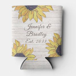 Bindende Rustic White Wood Chic Yellow Sunflower Blikjeskoeler