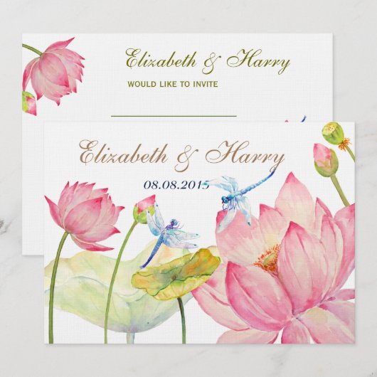 Bindende uitnodiging Roze Lotus & Blue Dragon vlie (Voorkant / Achterkant)